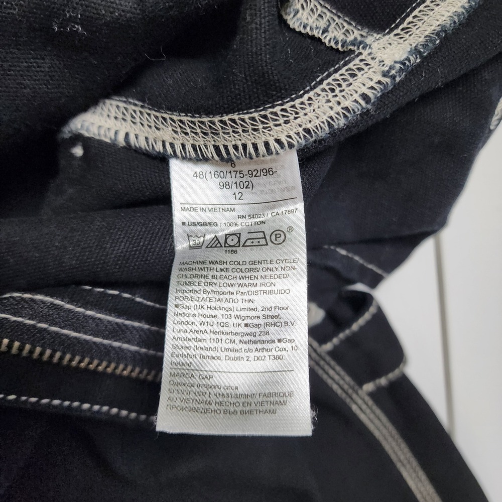 Gap Womens Carpenter Pants Size 8 Black White Contrast Stitch High Rise Cotton - Picture 8 of 14